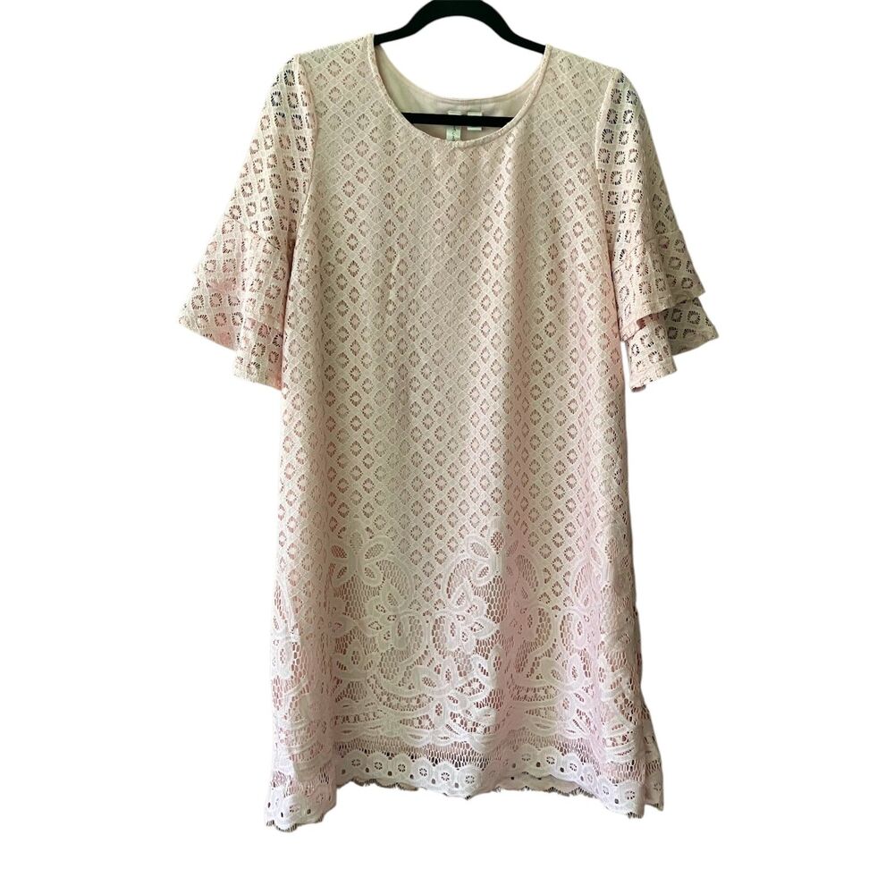 Tacera crochet lace short sleeve shift mini dress